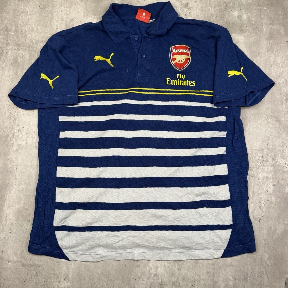 PUMA Arsenal Blue Training Polo Shirt Short Sleeve Jersey Collared Crest Y2K M